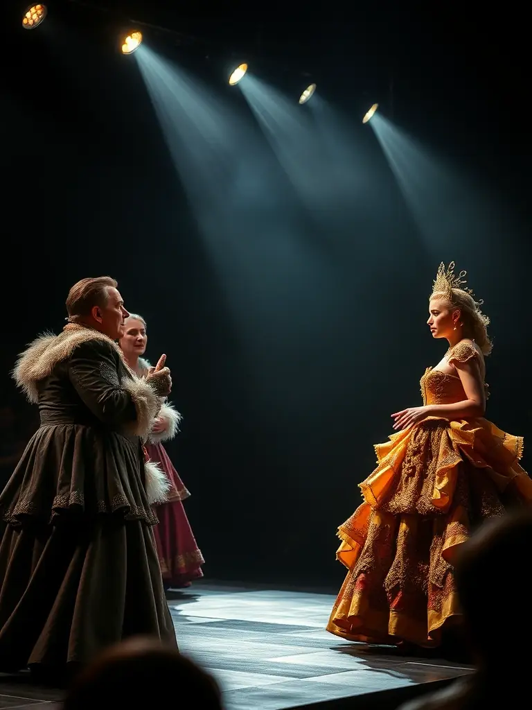 A dynamic image of a theater performance, highlighting the energy and passion of the actors on stage, representing FEET ON THE GROUND's commitment to fostering theatrical talent.