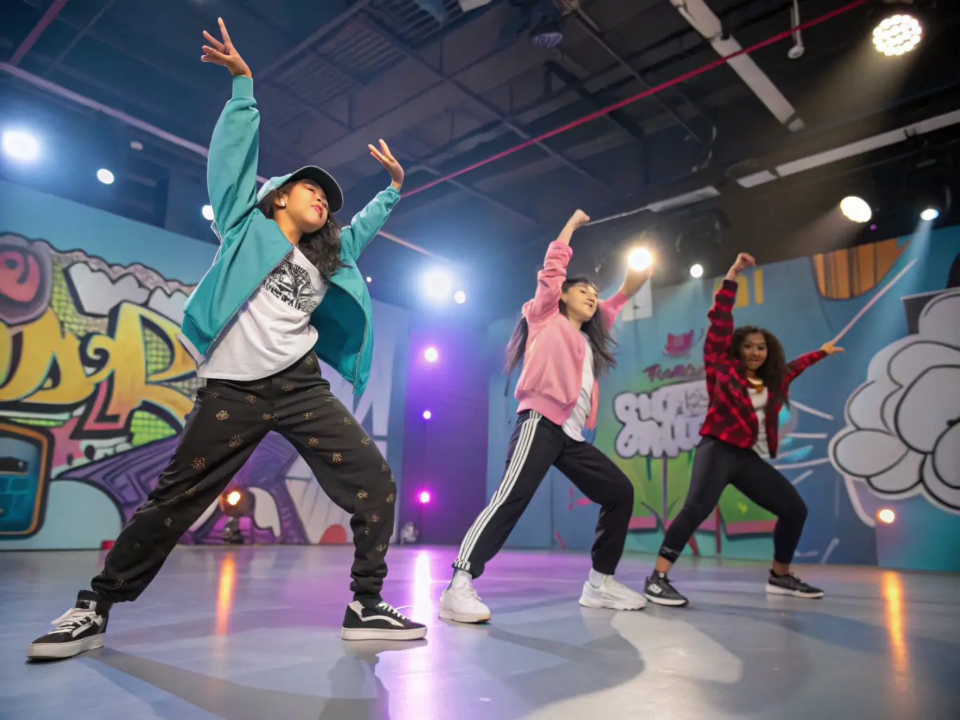 A vibrant image depicting a dance workshop in progress, with participants of various ages and backgrounds engaged in movement and expression, showcasing the inclusive nature of FEET ON THE GROUND's dance program.